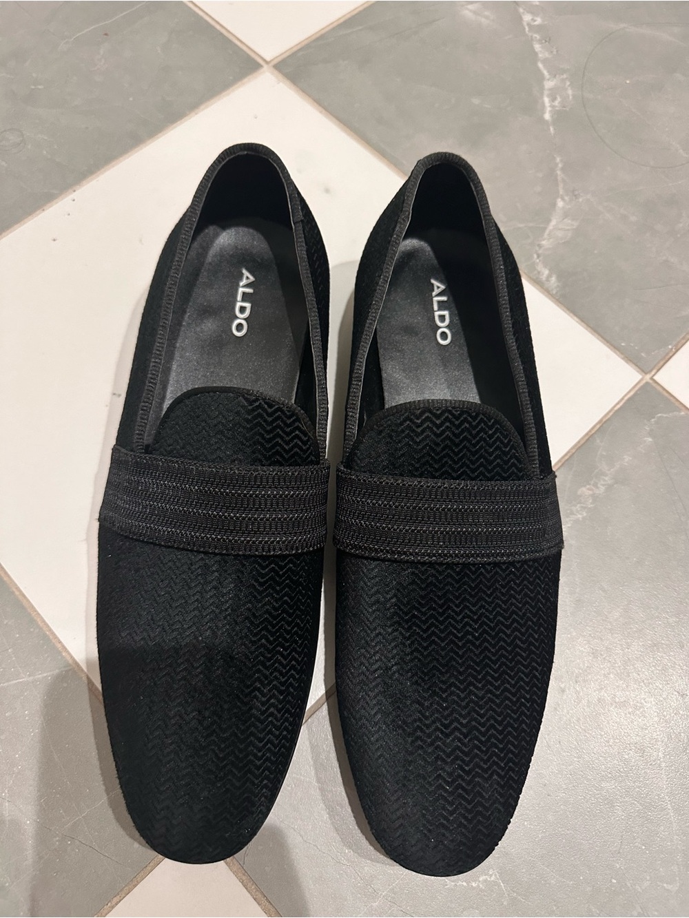 ALDO Black Textured Slip-On Loafers